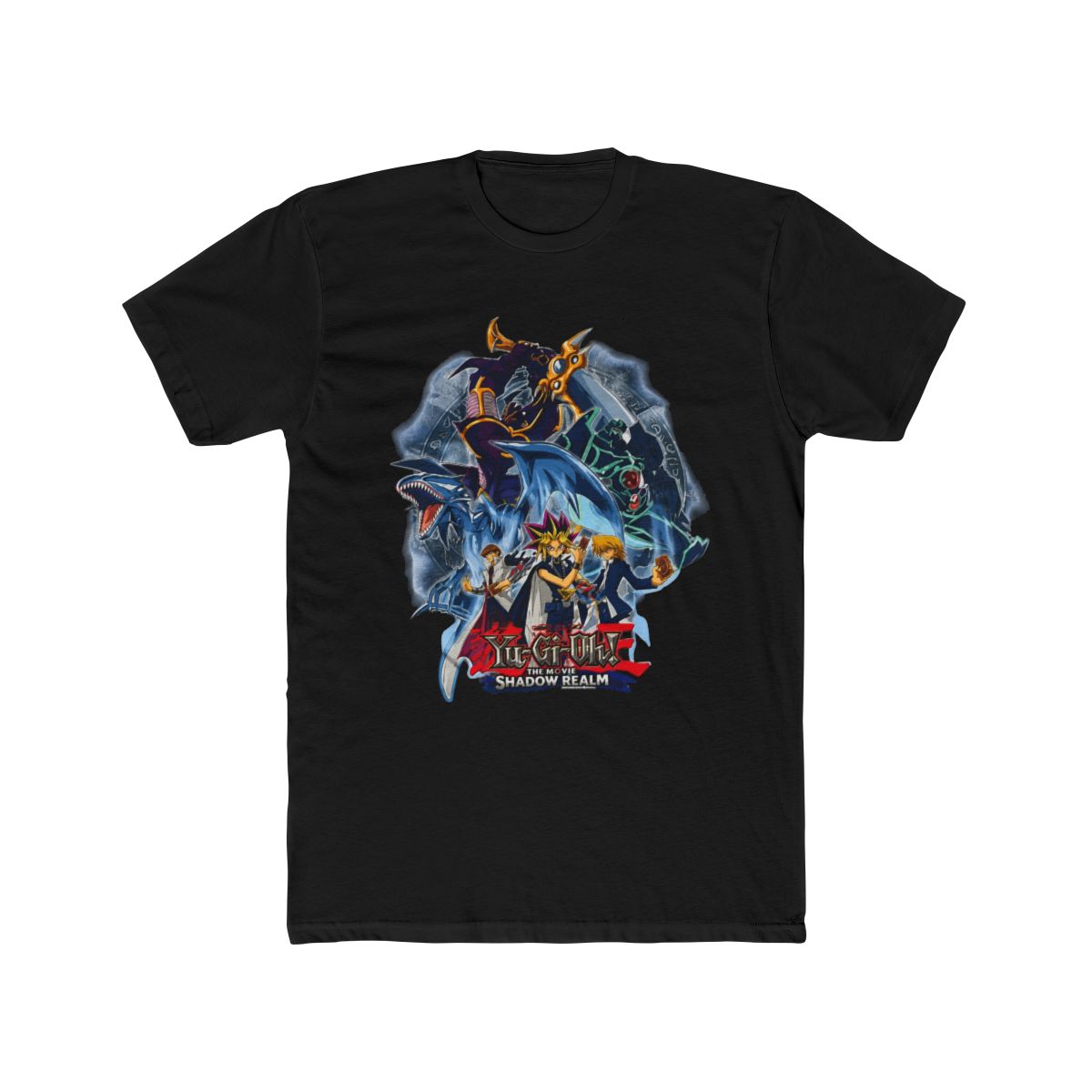 VINTAGE Yu-Gi-Oh! Kids Large T Shirt Blue Egyptian God Cards 90s Shadow Realm - alternate angle 3, merchandise