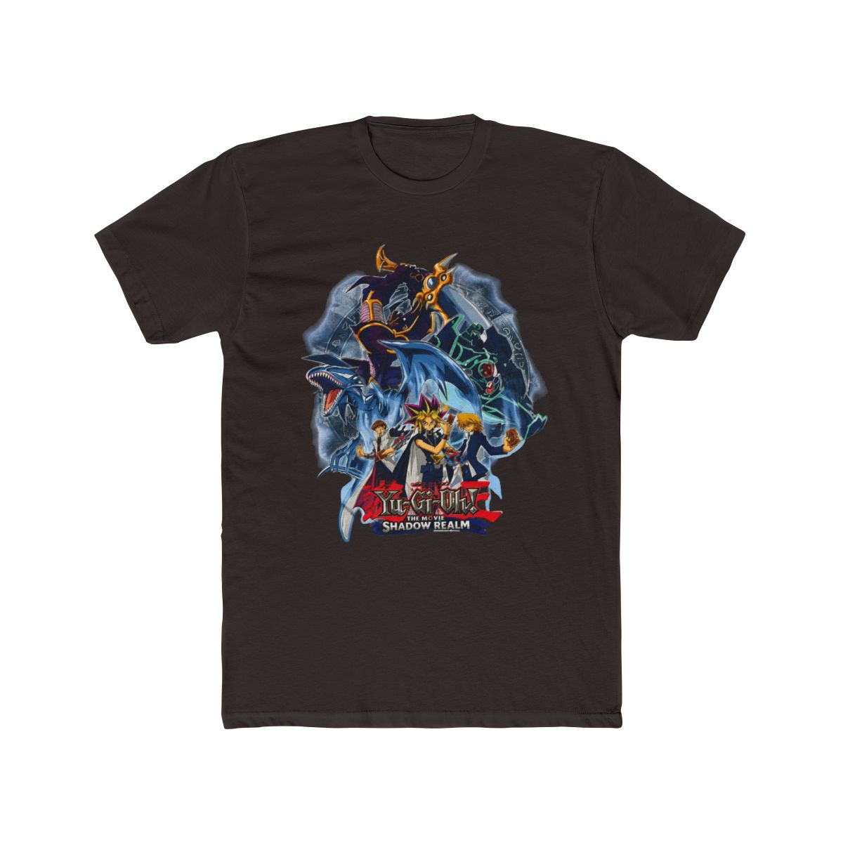 VINTAGE Yu-Gi-Oh! Kids Large T Shirt Blue Egyptian God Cards 90s Shadow Realm - alternate angle 2, merchandise
