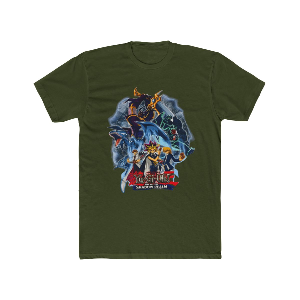 VINTAGE Yu-Gi-Oh! Kids Large T Shirt Blue Egyptian God Cards 90s Shadow Realm - alternate angle 5, merchandise
